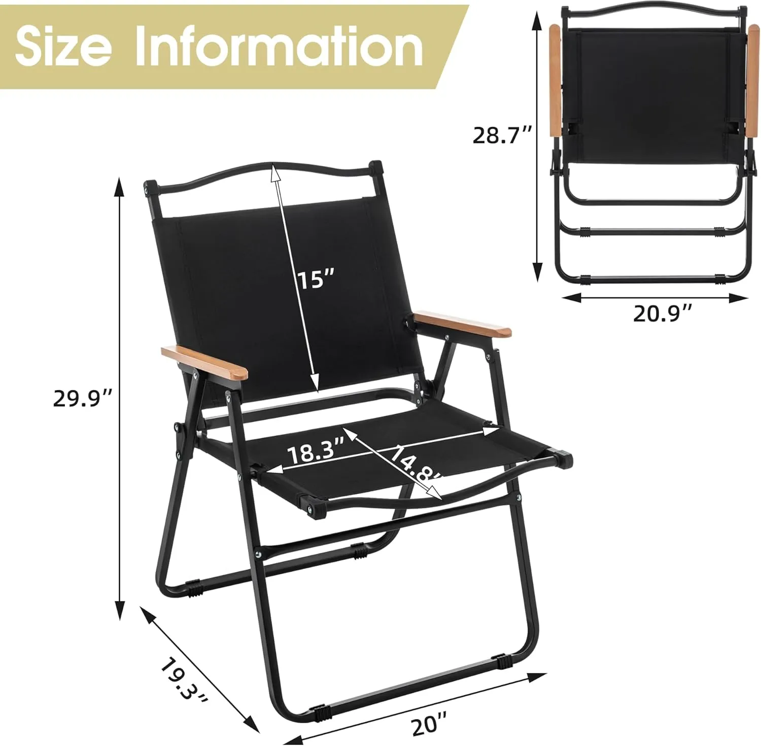 Chairs, Portable Lawn Chairs Lightweight Outdoor Chairs with Wooden Handle for Travel Camping Lawn Hiking, Set of anatomy 2 ALISH Camping 