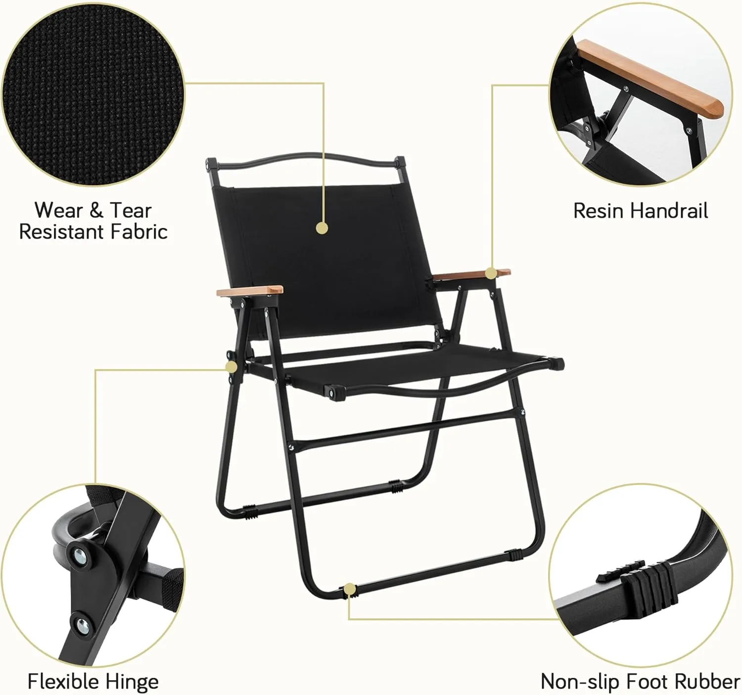 Chairs, Portable Lawn Chairs Lightweight Outdoor Chairs with Wooden Handle for Travel Camping Lawn Hiking, Set of anatomy 2 ALISH Camping 