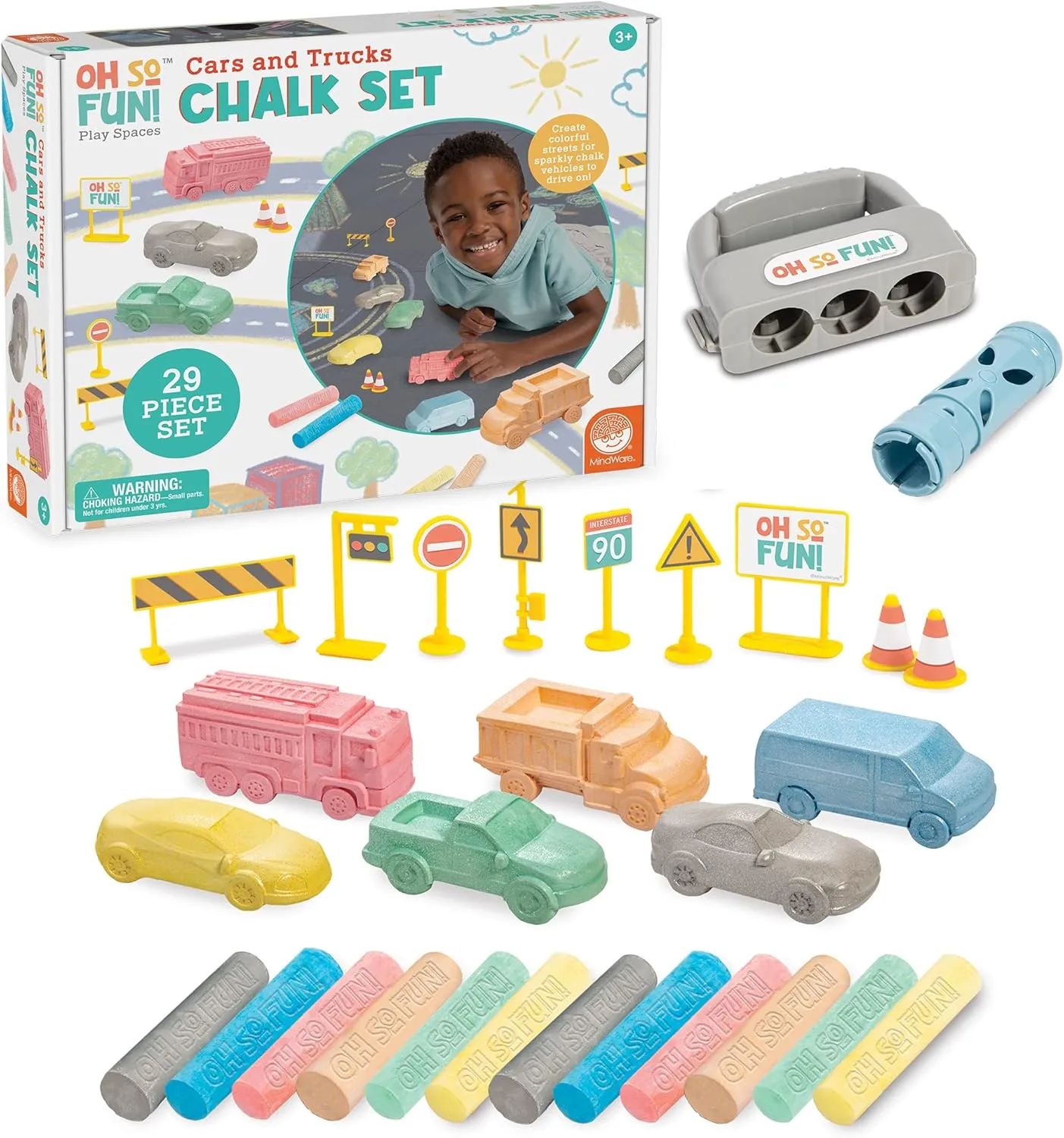 Chalk Holders For Kids Ages 3  MindWare Oh So Fun! Cars and Trucks Sidewalk Chalk Set - Great salmon upriver thoughtful permeable interstitial whip For Toddlers Including 