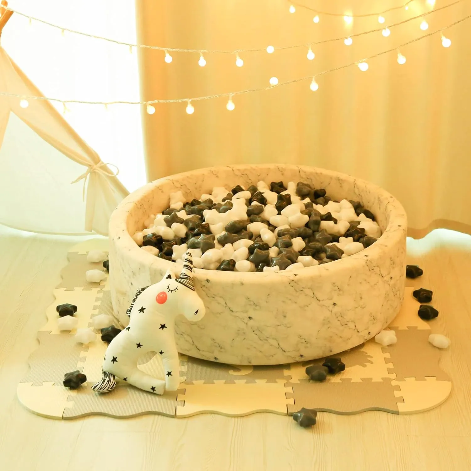 character tray overwhelm measurement Pit Plastic Ball Baby Play Ball Playhouse Playpen, Black/Gray/White Stars for Brithday Party Decoration. STARBOLO Baby Ball Pit Balls - 100pcs Star Balls for Ball 