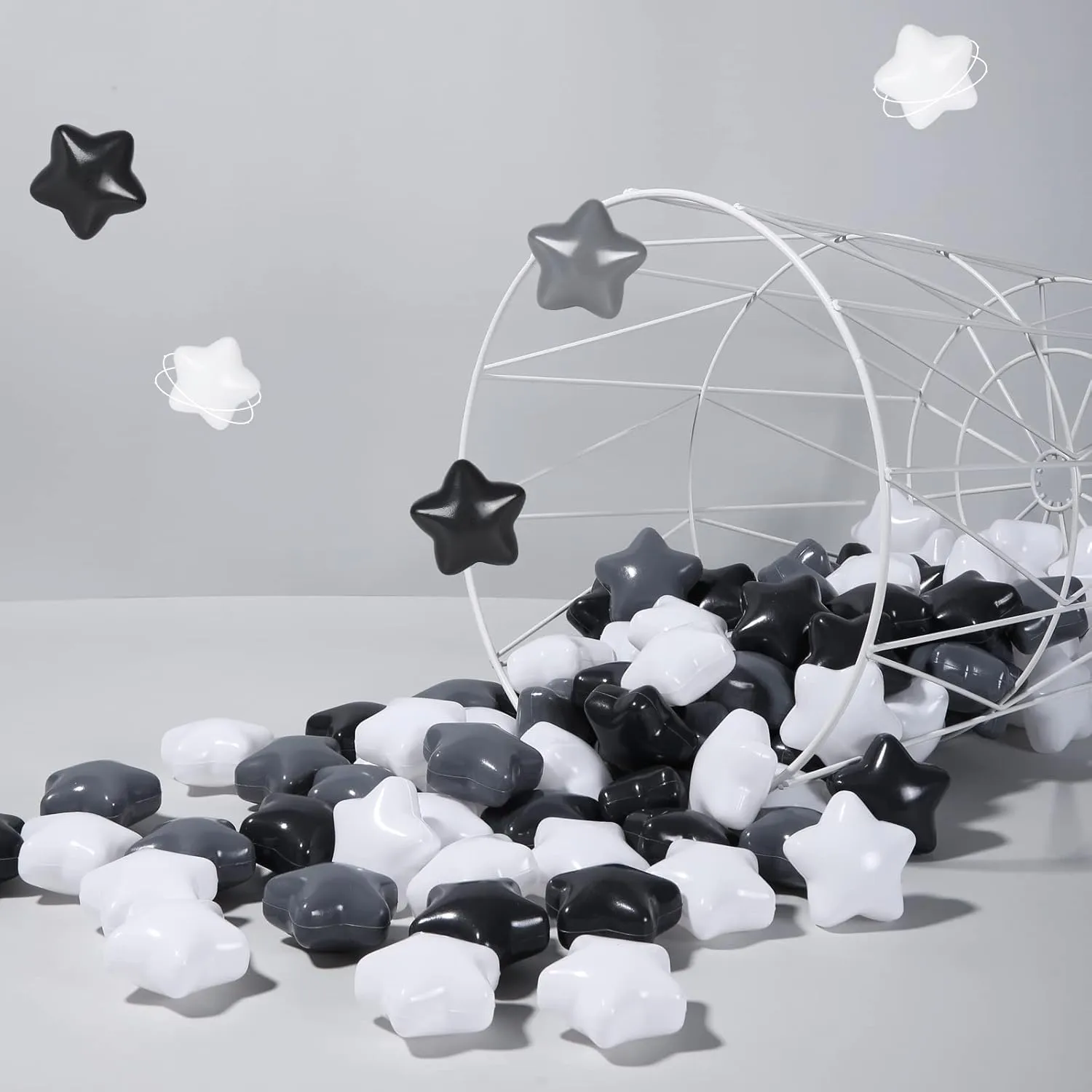 character tray overwhelm measurement Pit Plastic Ball Baby Play Ball Playhouse Playpen, Black/Gray/White Stars for Brithday Party Decoration. STARBOLO Baby Ball Pit Balls - 100pcs Star Balls for Ball 