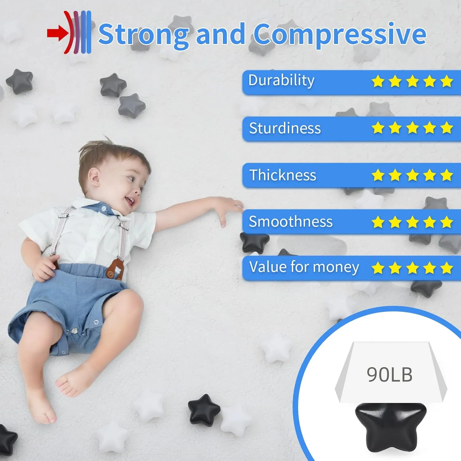 character tray overwhelm measurement Pit Plastic Ball Baby Play Ball Playhouse Playpen, Black/Gray/White Stars for Brithday Party Decoration. STARBOLO Baby Ball Pit Balls - 100pcs Star Balls for Ball 