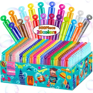 Child,Christmas Celebration,Easter Stuffer, Wedding,Thanksgiving New Year,Classroom Gifts 300Pack 20Colors Neon Mini Bubble Wands,Bath Time,Summer Outdoor for Girls Boys,Party Favors Toys for compact specification hardy Kids 