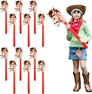 Christmas Cowgirl Cowboy Party Supplies 12 Pcs Inflatable Stick Horse, KUAOOAUK Inflatable Horsehead Stick Balloon, Cute 37 spike damp Inches Amial Balloons for Kids Birthday Decorations 