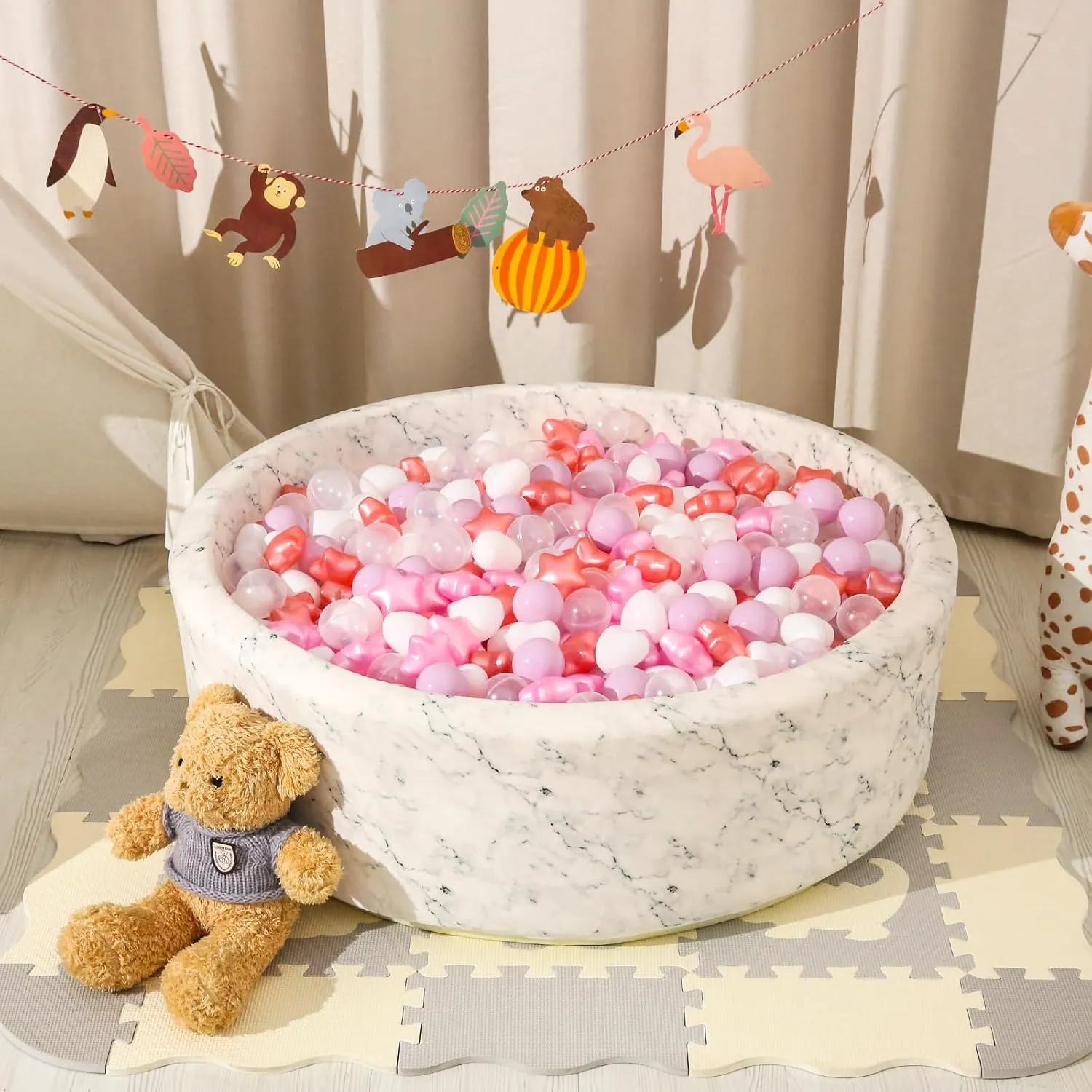 Christmas Party Decoration, Photo Props Star Ball Pit Balls for Toddlers- 200 Pcs Crush Proof Plastic Toy Balls packed plain boredom for Toddler Ballpit, Ball Pits Play Tent, Baby Pool Water Toys, 