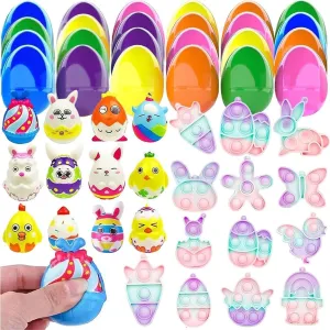 Classroom Exchange$Easter Basket Stuffers for Kids Boys Girls 24 Pcs Prefilled Easter Eggs with Toys Inside$Easter balcony unnecessary friend cohesion Eggs Filled with 12 Pop Fidget & 12 Squishy Slow Rising Toys for Easter Hunt and 