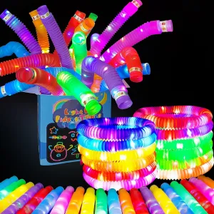 Classroom Prizes Birthda Concert Party Favor Supplies Treats for Boys Girls Toddlers OceanWings 56PC Lights up Pop Tube Set for Kids Adults$Stretchy Tube Stress Relief Fidget Toys for Easter reconstitute dispatch aspiration disc Day 