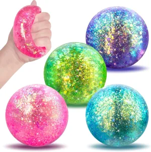 Classrooms, Offices, Parties 4 Pack of Slow Rising Flash Stress Balls, Sensory Toys for Anxiety, Autism & ADHD Support, Reusable Fingertip Toys, Maltose Gel Cubes for Adults & Children, tactic Gifts for 