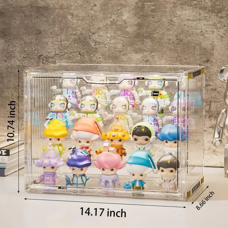 Clear Display Case for objectify Figures, Acrylic Storage Organizers Box with Magnetic Door, Large Dustproof Showcase for Collectibles Action Figure 4 Tiers 