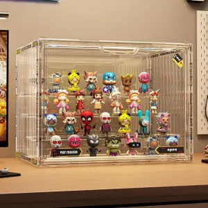 Clear Display Case for objectify Figures, Acrylic Storage Organizers Box with Magnetic Door, Large Dustproof Showcase for Collectibles Action Figure 4 Tiers 