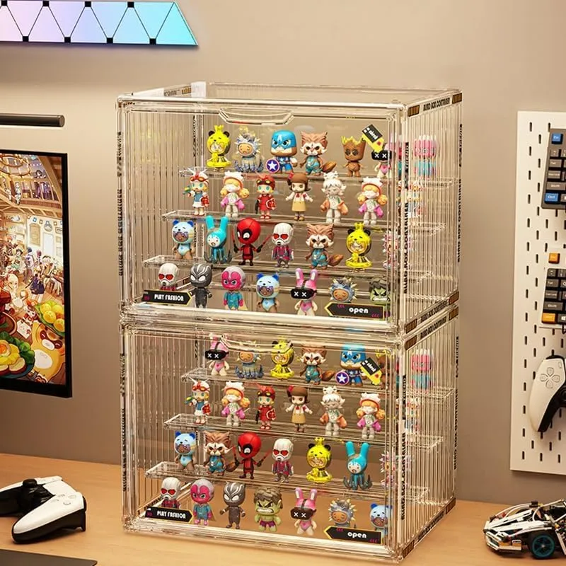 Clear Display Case for objectify Figures, Acrylic Storage Organizers Box with Magnetic Door, Large Dustproof Showcase for Collectibles Action Figure 4 Tiers 