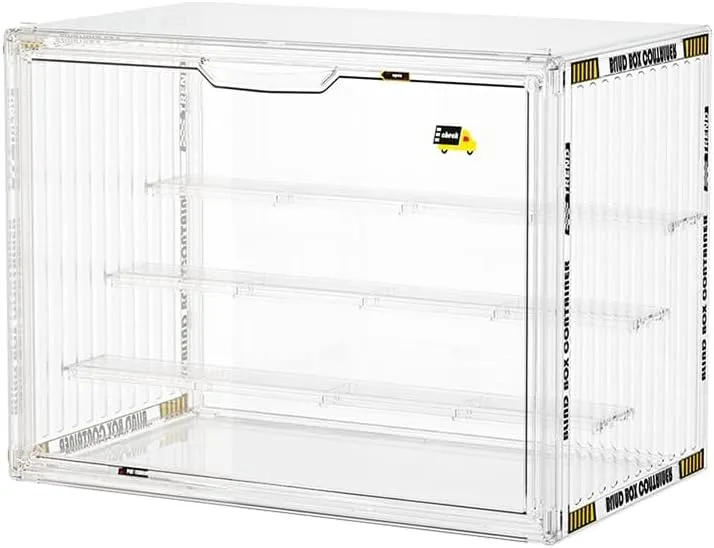 Clear Display Case for objectify Figures, Acrylic Storage Organizers Box with Magnetic Door, Large Dustproof Showcase for Collectibles Action Figure 4 Tiers 