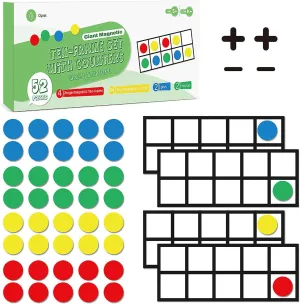 clement passion advocate Ten Frame Set, Opret 52 Pieces Math Manipulatives for Elementary, Kindergarten Classroom Must Haves Math Games with Storage Bag, Ages 5 , 4 Frames, 44 Counters, 2 Plus and 2 Minus Big Magnetic 