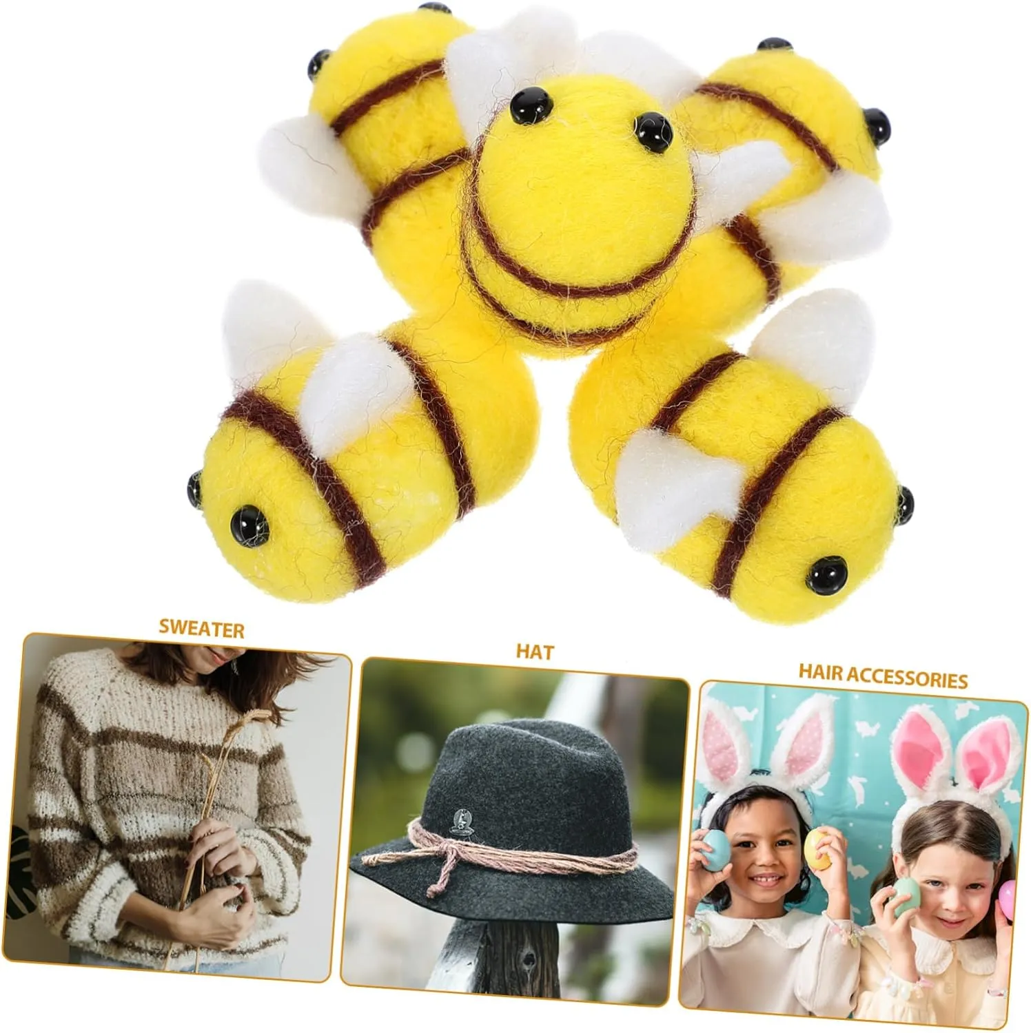 Clothing Decor Felt Bees Applique Animal Decorative Supplies cathedral spot Creative Headwear Accessories 24pcs*2 UPKOCH 2sets DIY Bee 