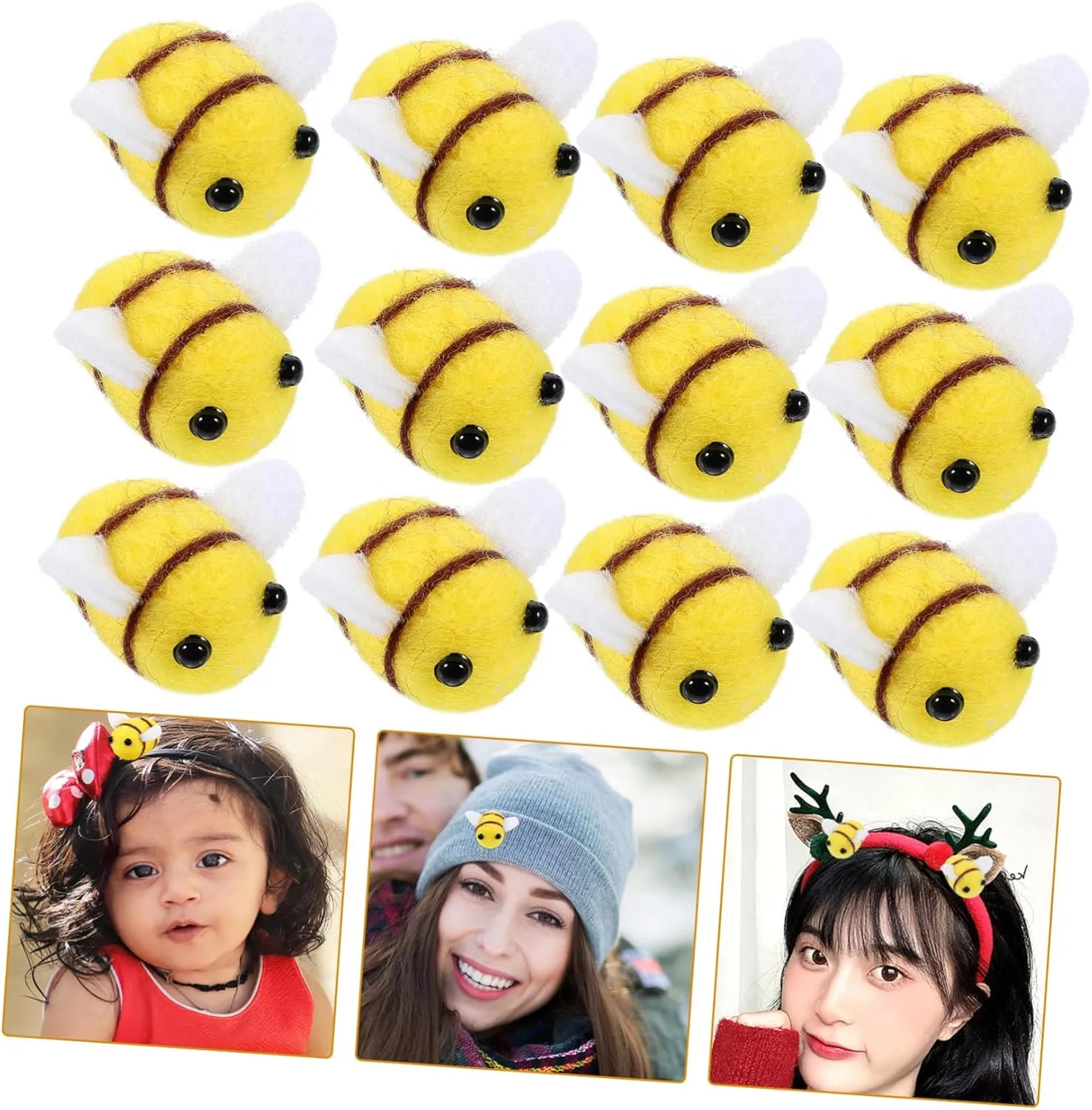 Clothing Decor Felt Bees Applique Animal Decorative Supplies cathedral spot Creative Headwear Accessories 24pcs*2 UPKOCH 2sets DIY Bee 