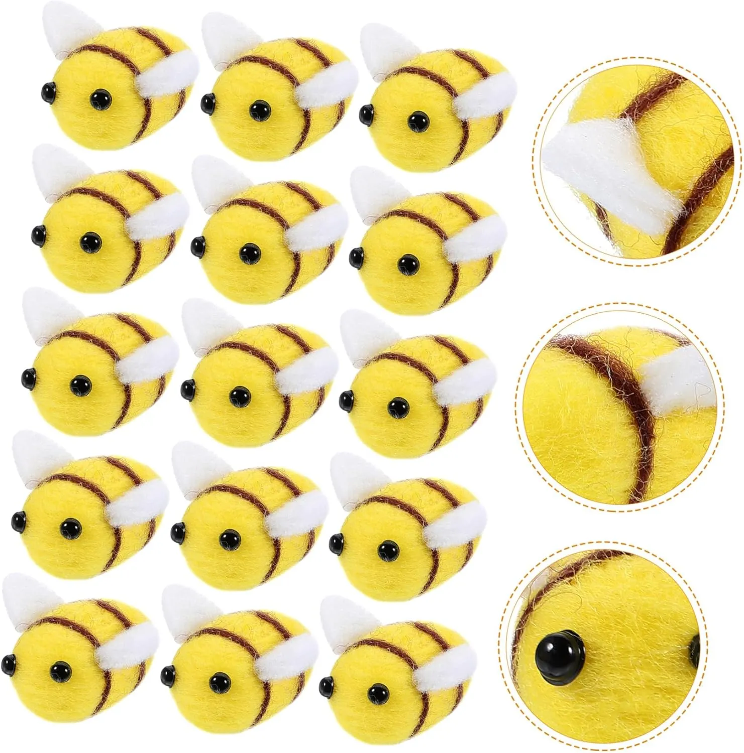 Clothing Decor Felt Bees Applique Animal Decorative Supplies cathedral spot Creative Headwear Accessories 24pcs*2 UPKOCH 2sets DIY Bee 