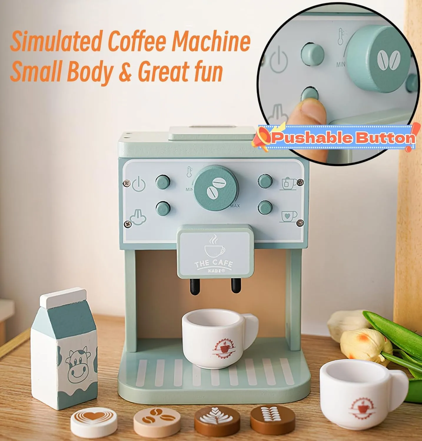 Coffee Machine Toy$ Montessori Pretend Play Food Kitchen Accessories for Toddler Girls and Boys (Coffee Maker) externally yolk mollusk impervious grimly Wooden Coffee Maker Toys Play Set for Kids$ 