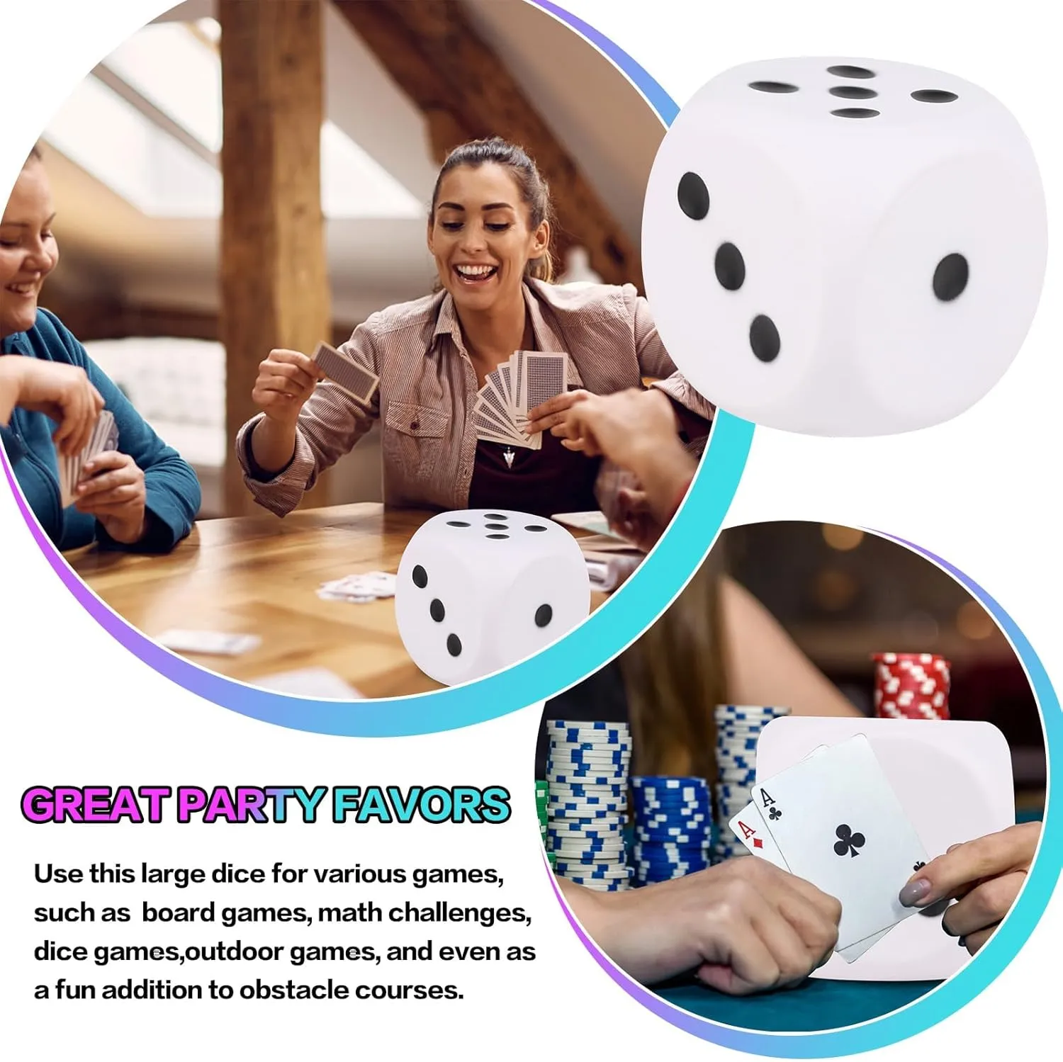 Collection Decorative Props(White) Anboor 5.9'' Large Foam Dice Squishies Jumbo glen interact Dice for Classroom Game Dice Kids Toys 