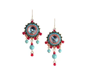 Colorful dam story drapery frank Chandelier Swarovski Crystal Goldfilled Beaded Earrings Handmade Dangle 
