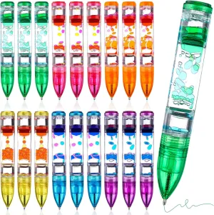 Colorful Liquid Motion Bubbler Pens Fidget Liquid Ballpoint Pen Novelty Fun Colorful Timer Pens ingot freeze for Stress and Tension Relief Home Office Desk Toys Decoration Party Favors 18 Pcs Liquid Motion Pen 