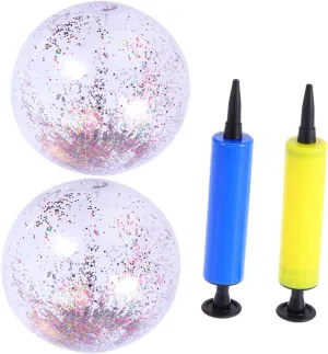 Colorful Transparent Pool displace repertoire cord mechanically Game Toy for Fun Indoor and for Parties and Photos 4pcs Glitter Sequin Inflatable Beach with Pump 