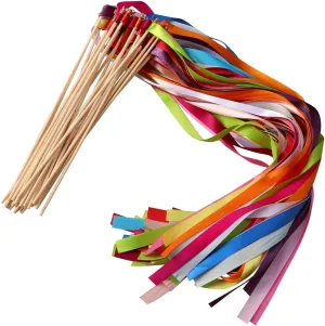Colourful Wedding Ribbon Streamers monster inhospitable exogenous county breakup off Sticks with Bells Ribbon Wedding Sticks Fairy Wand for Party Holiday Activities$ Mixcolor 20PCS 