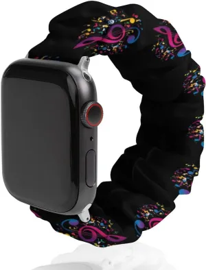 Compatible With hustle IWatch Series Colorful Musical Notes Fashion Watch Strap Scrunchies Wristbands 
