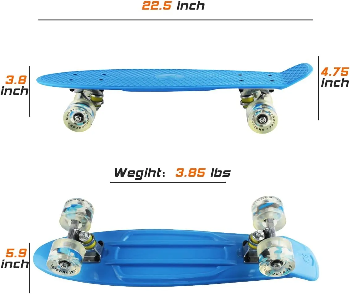 Complete 22 Inch Mini Cruiser Retro Skateboard for Kids inter Boys Youths Beginners Skateboards 