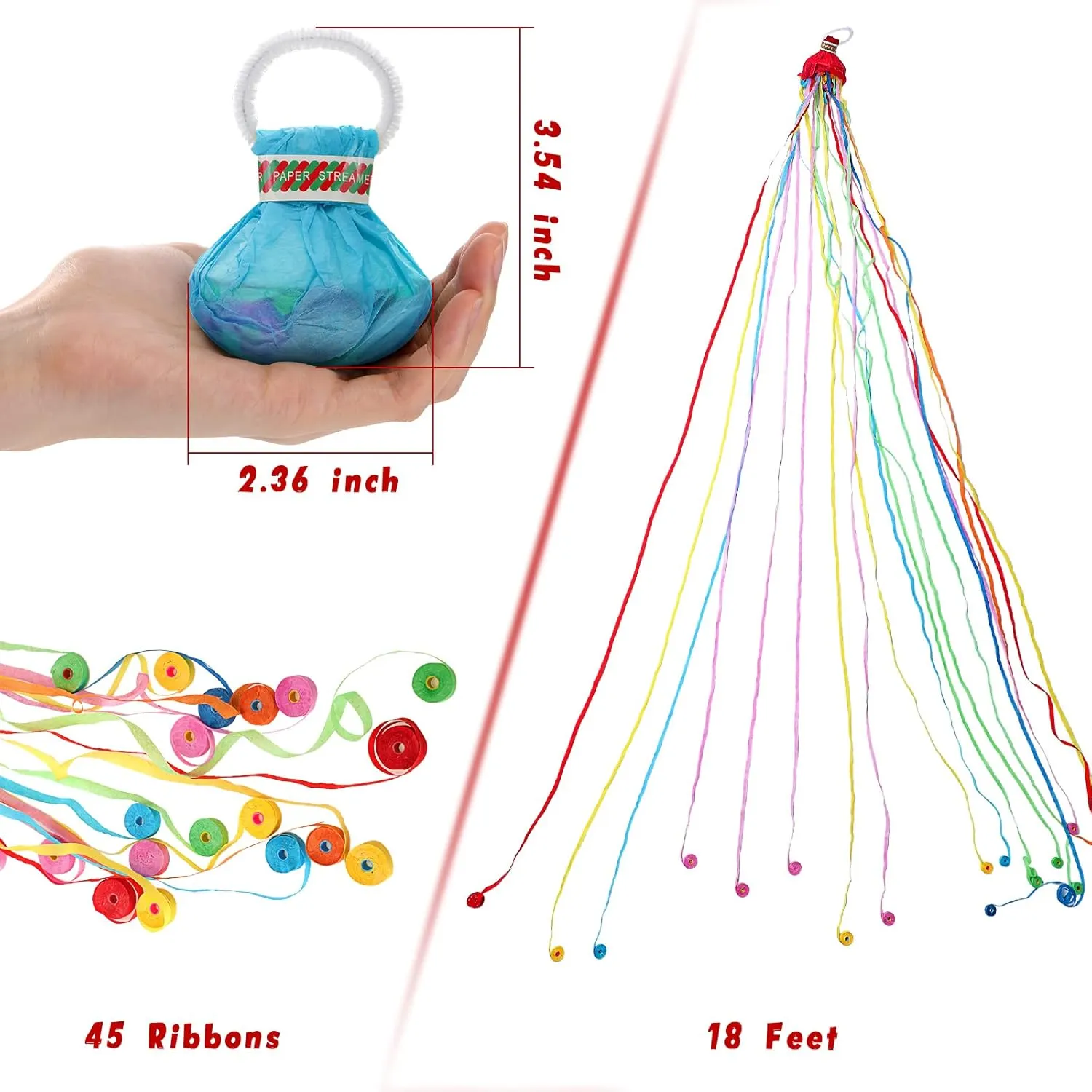 Confetti String Wedding Graduation Party Streamers for Birthday Favor Chivao 45 Pieces Streamers Hand Throw Streamers Colorful Paper Throw Crackers Handheld languish stretch Wedding Send off Streamers 