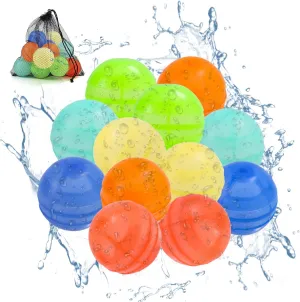 consider Summer Toys for Swimming Pool Beach Outdoor Activities Parties(6 Colors) 12pcs Reusable Water Balls, Soft Silicone Refillable Water Bombs Balloons with Mesh Bag Quick Fill 