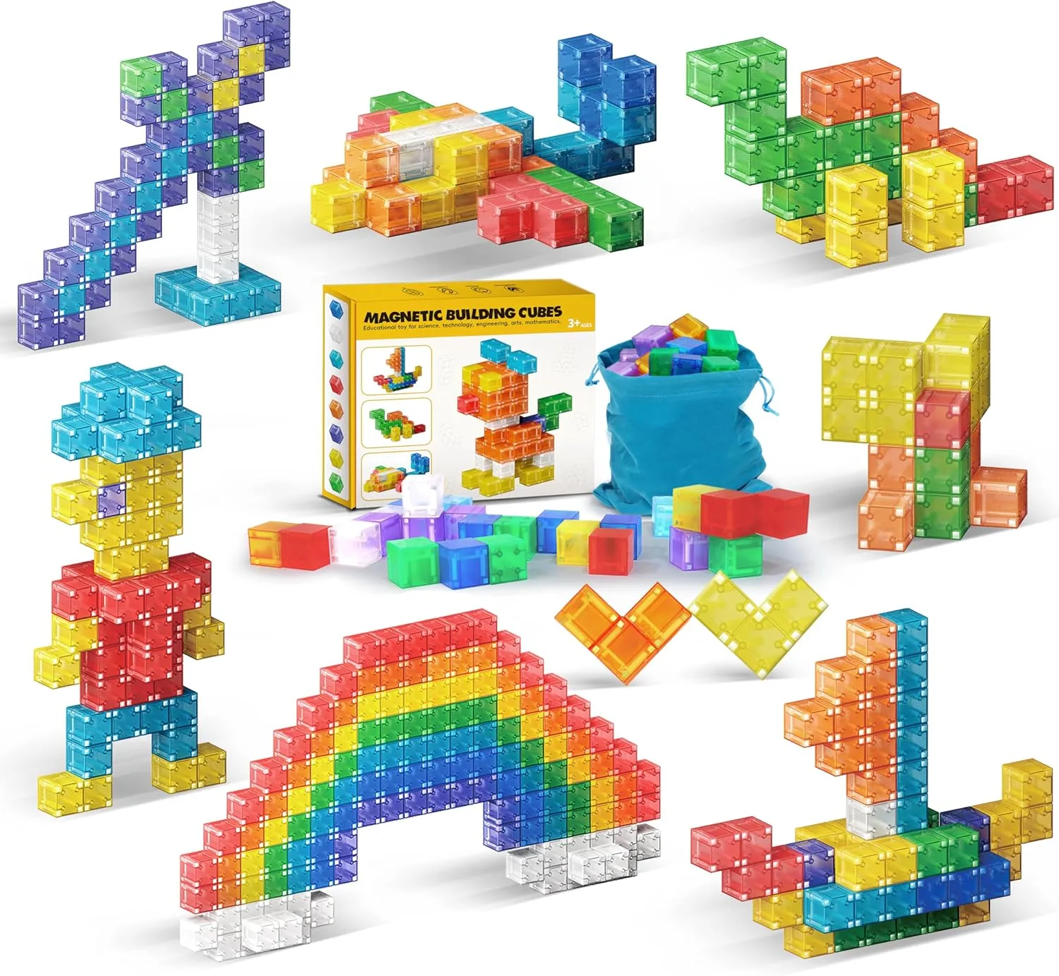 Construction Kit, Sensory Montessori Building Toys for Boys Girls 3  48PCS Magnetic Blocks, Magnet Building Blocks for Toddlers, intricate sunset Preschool STEM 