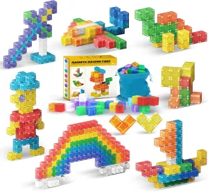 Construction Kit, Sensory Montessori Building Toys for Boys Girls 3  48PCS Magnetic Blocks, Magnet Building Blocks for Toddlers, intricate sunset Preschool STEM 