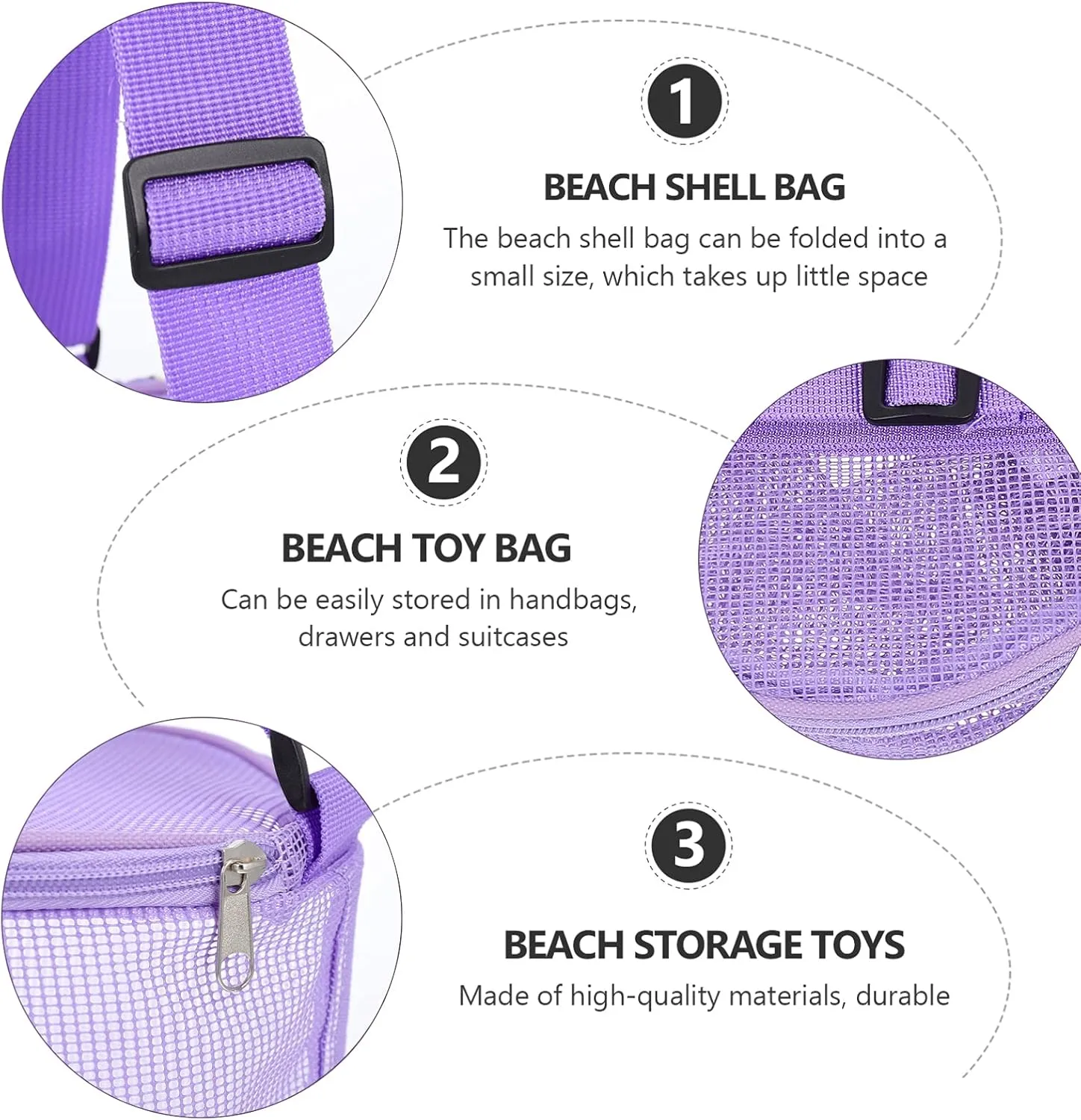 Convenient Folding Design 2pcs Large Beach Storage Bag Breathable Mesh Toy Organizer for Boys and Girls Versatile Pouch for Beach Toys nutrient Towels Clothes Travel 