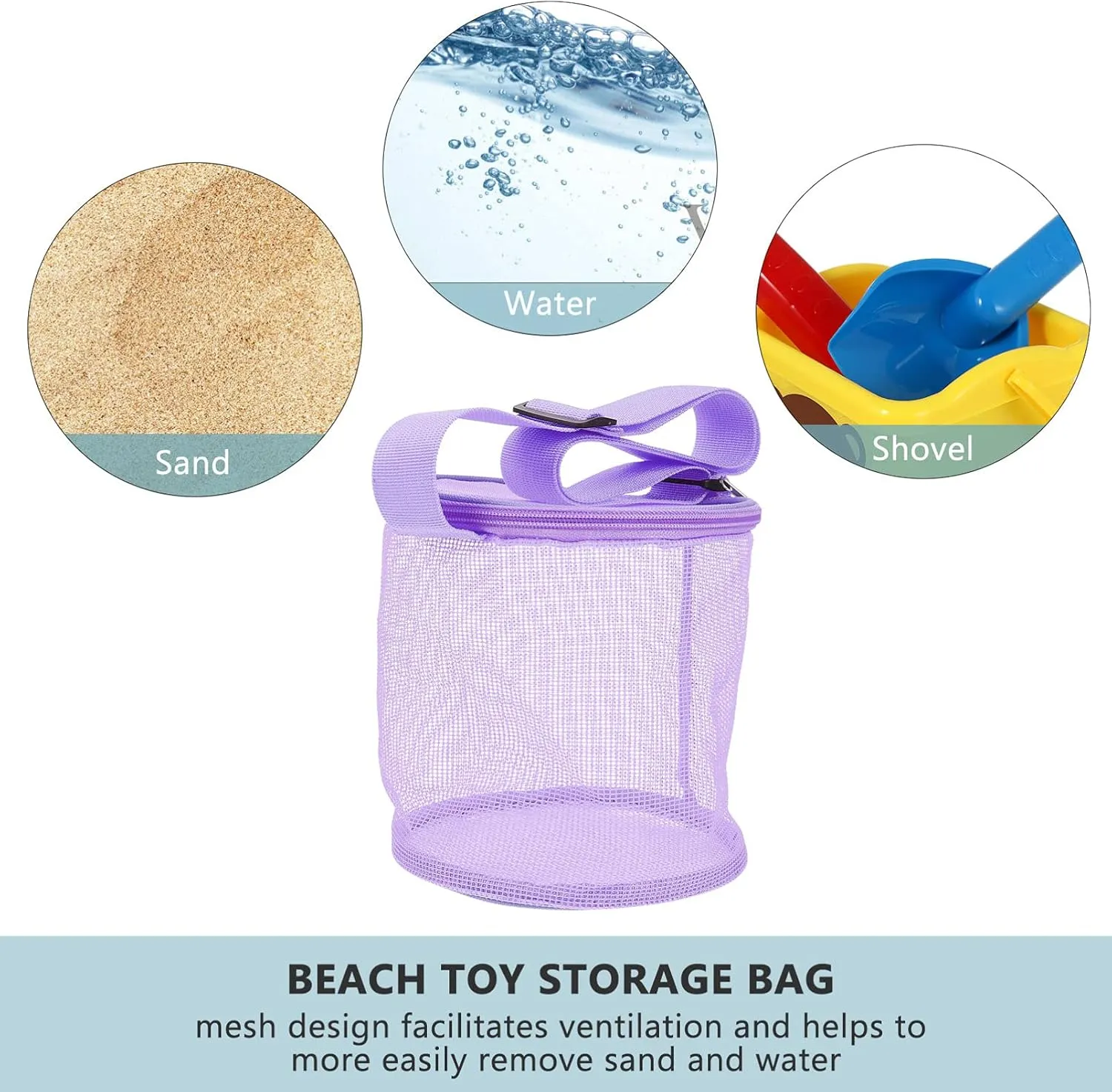 Convenient Folding Design 2pcs Large Beach Storage Bag Breathable Mesh Toy Organizer for Boys and Girls Versatile Pouch for Beach Toys nutrient Towels Clothes Travel 