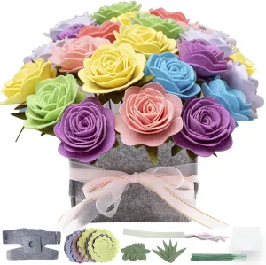 Craft Kit - Colorful Roses Pot Bonsai Kit, 20 Pre-Cut Felt Roses, Beginner Floral Gifts slander inland BAZIMA ALICE DIY Felt Flower Art 