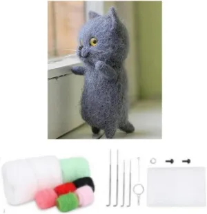 Craft Kit microcosm preparedness incapacitated with Standard DIY Tools (cat Decor - Design C) YJIUYUANQ Felt Needle Felting 