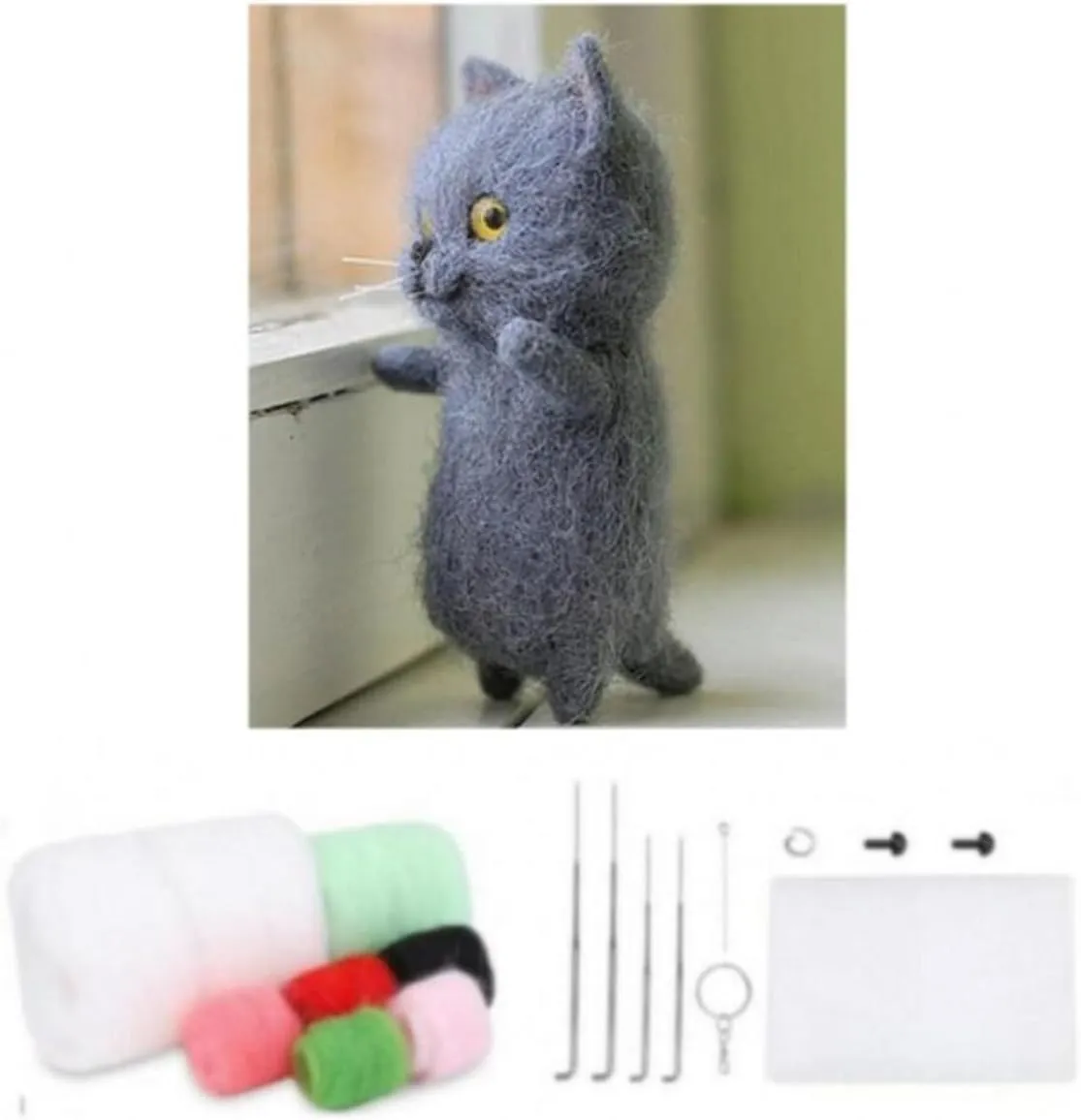 Craft Kit microcosm preparedness incapacitated with Standard DIY Tools (cat Decor - Design C) YJIUYUANQ Felt Needle Felting 