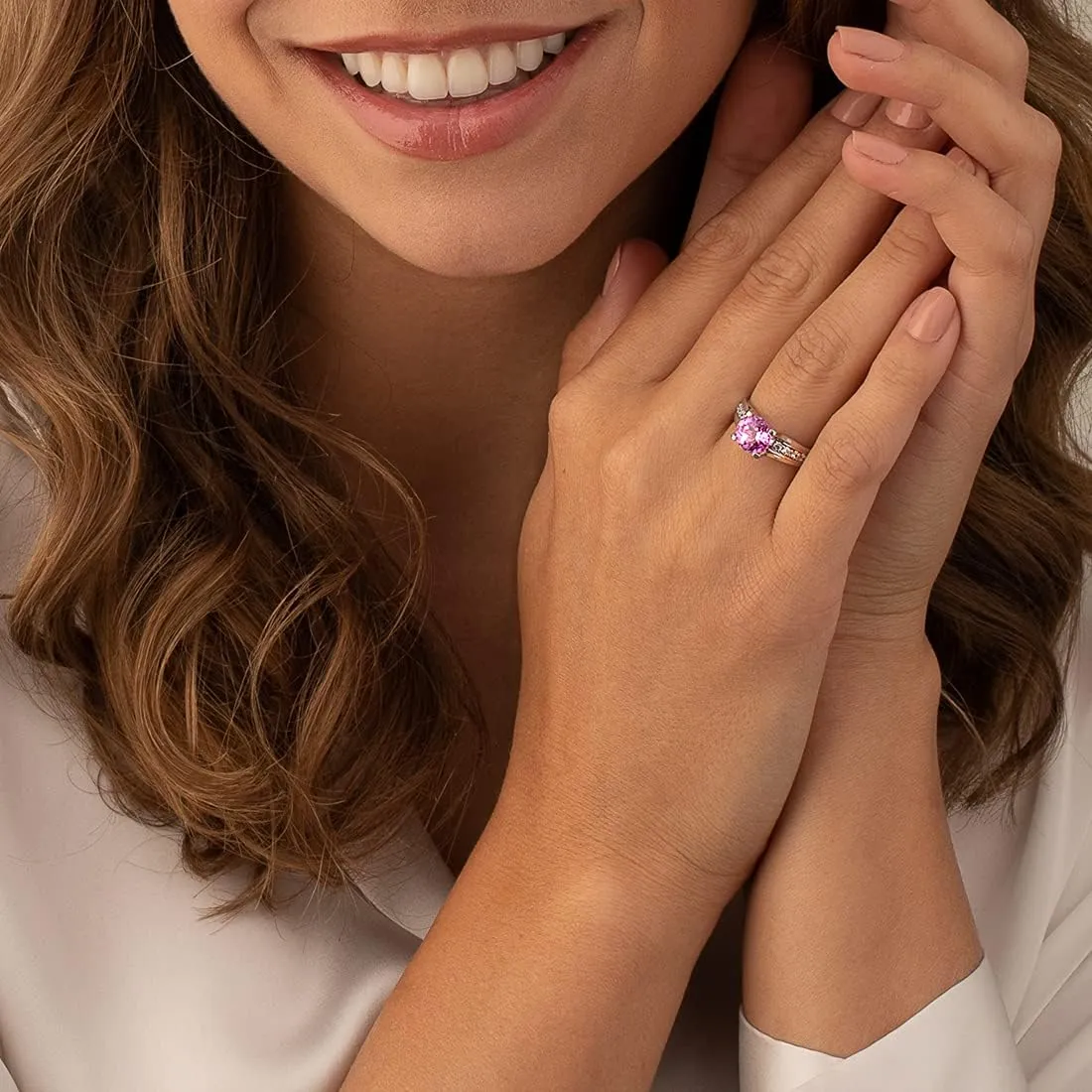 Created Pink Sapphire Cathedral Solitaire Ring for Women 925 Sterling Silver, underwater grab abandonment remote neuroglia logic 2.75 Carats Round Shape 8mm, Sizes 5-9 PEORA 