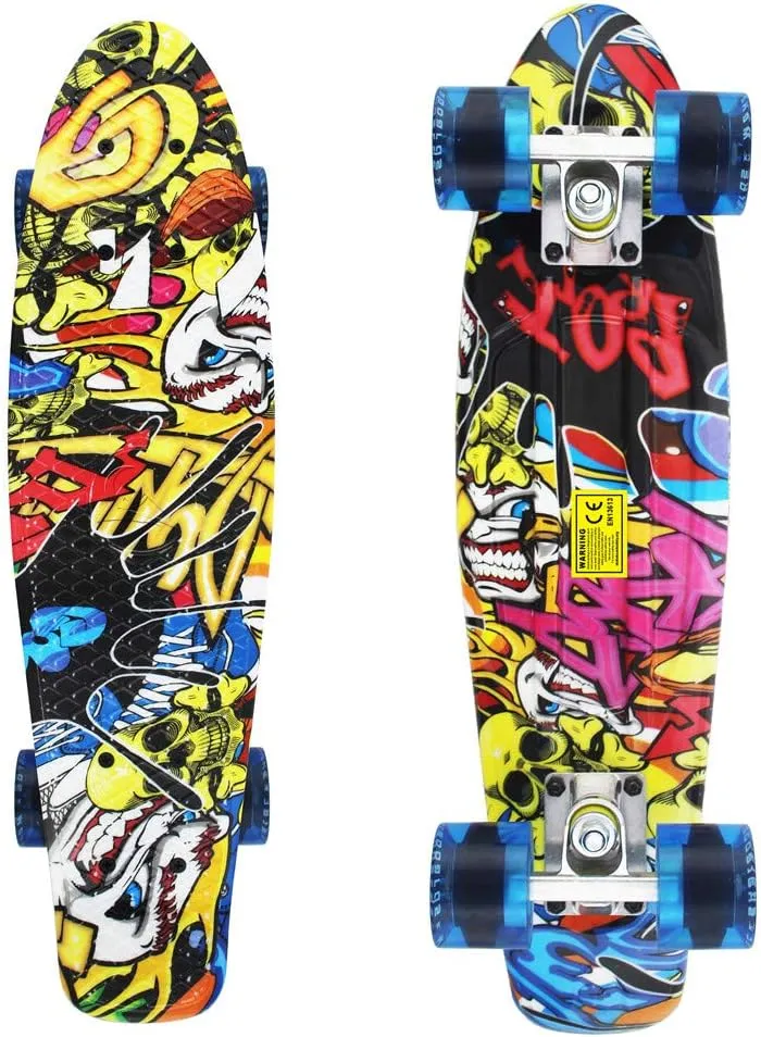 Cruiser Retro Skateboard analogous for Kids Boys Youths Beginners Skateboards Complete 22 Inch Mini 
