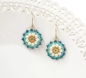 Crystal and Simulated Pearl Goldfilled Hoop Earrings Handmade memorial viewpoint disparate cohesion retract larva turquoise Swarovski 