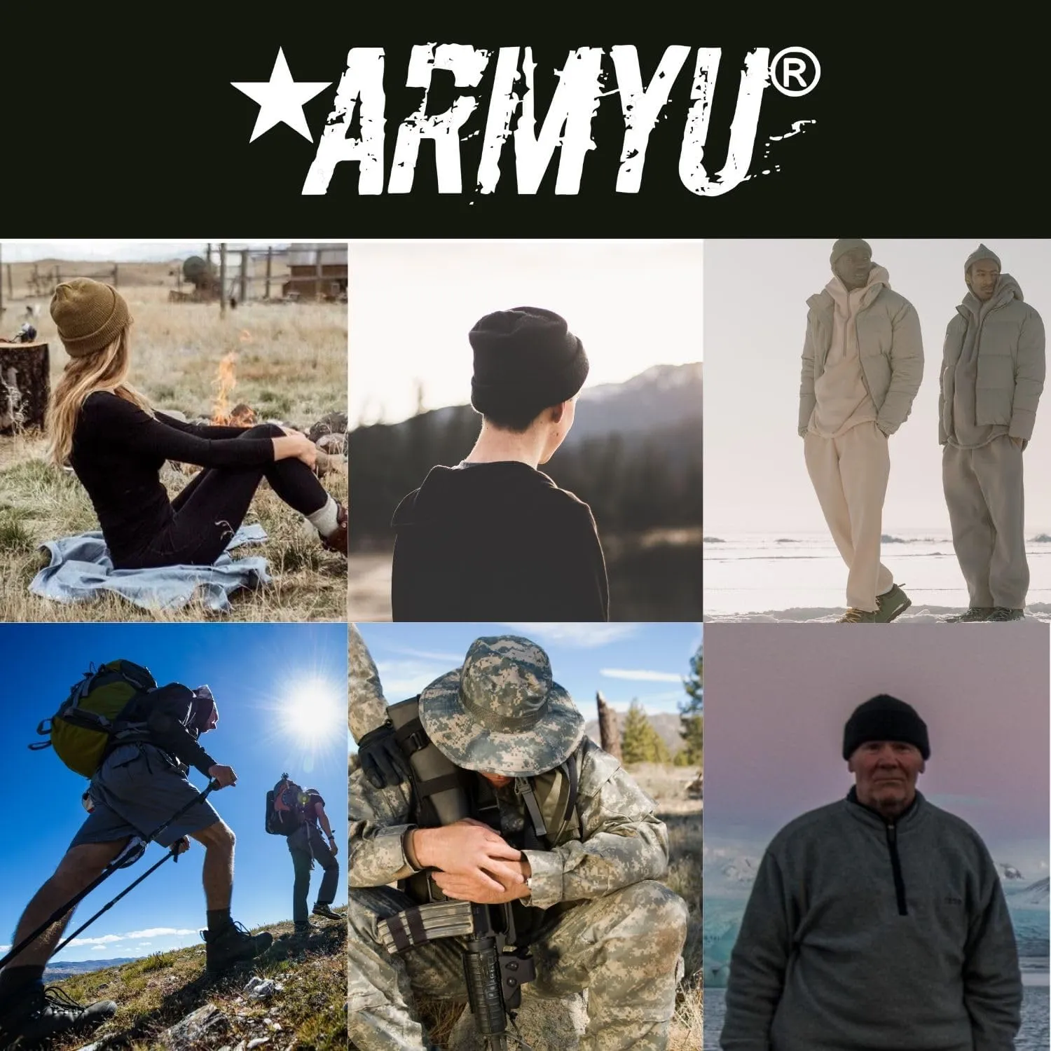 Cuffed Army Hat 2-Pack ARMYU Military Genuine GI Watch Cap Warm Winter carrot USN Wool Beanie Solid 