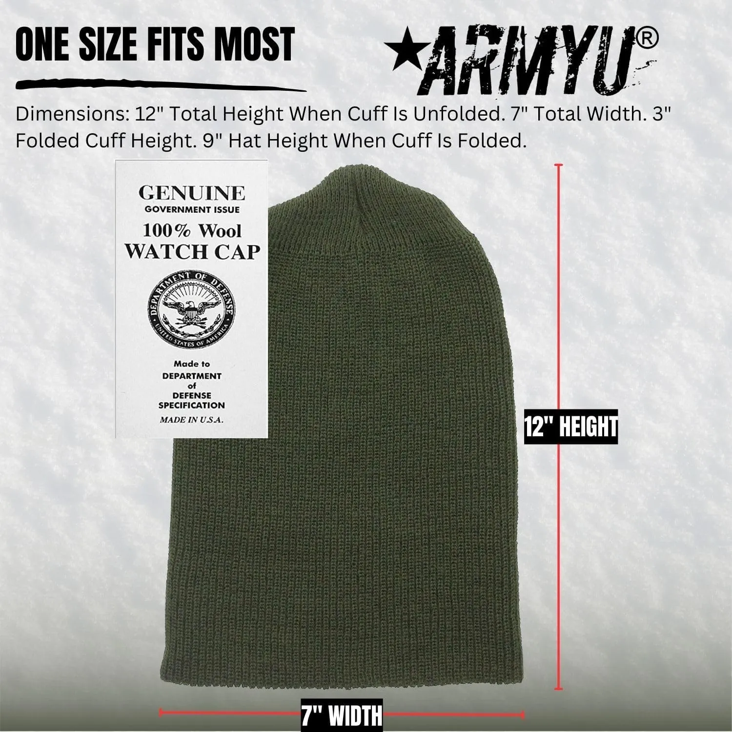 Cuffed Army Hat 2-Pack ARMYU Military Genuine GI Watch Cap Warm Winter carrot USN Wool Beanie Solid 