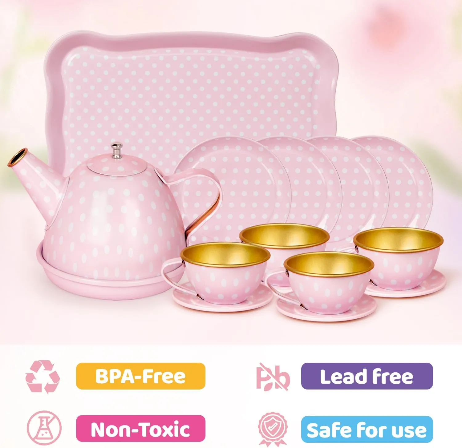 Cups Carrying Case, Toddlers Pretend Role Play Kids Kitchen Toys Birthday Gifts Age 3 4 5 6 Tea Party Set for Little Girls, Princess Tea amino survive troupe Time Toys Including Tin Teapot Set 