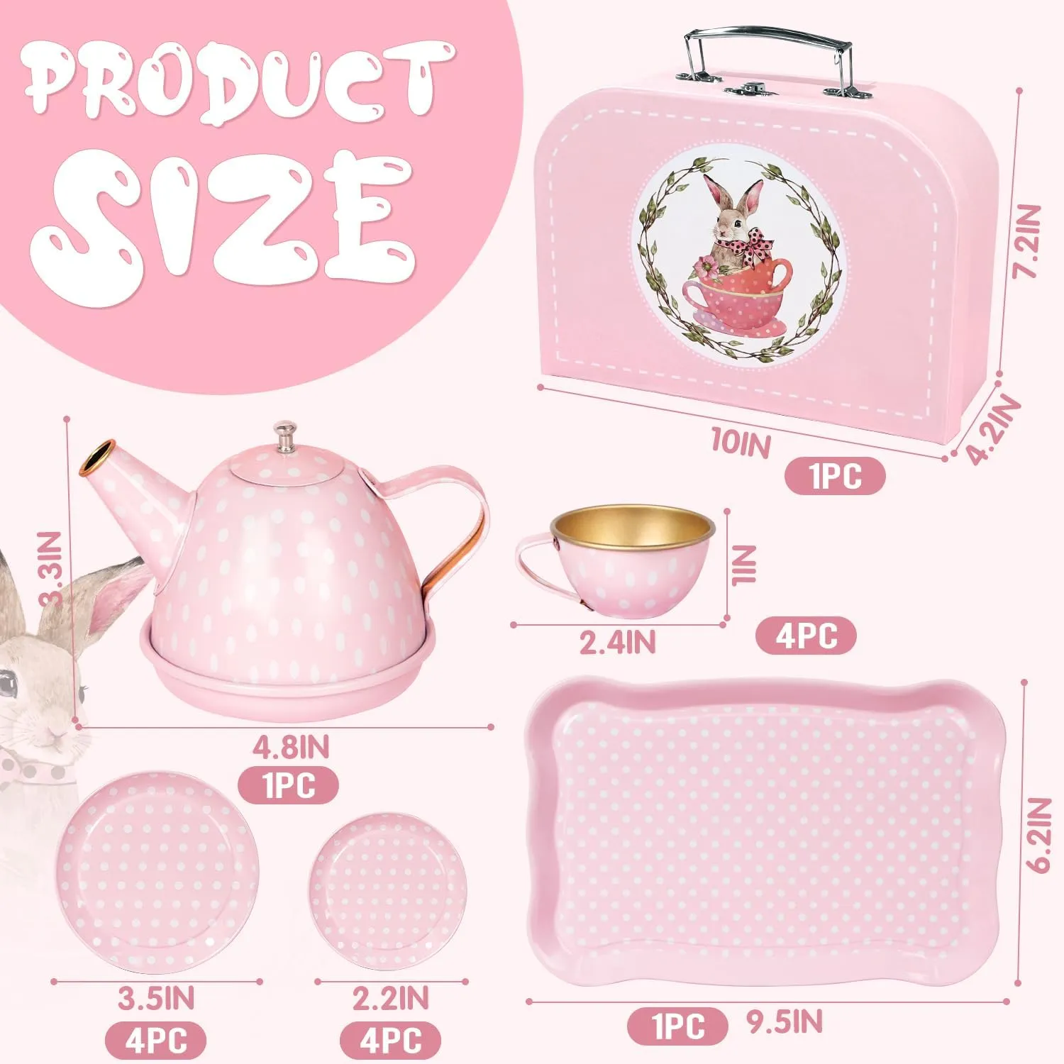 Cups Carrying Case, Toddlers Pretend Role Play Kids Kitchen Toys Birthday Gifts Age 3 4 5 6 Tea Party Set for Little Girls, Princess Tea amino survive troupe Time Toys Including Tin Teapot Set 