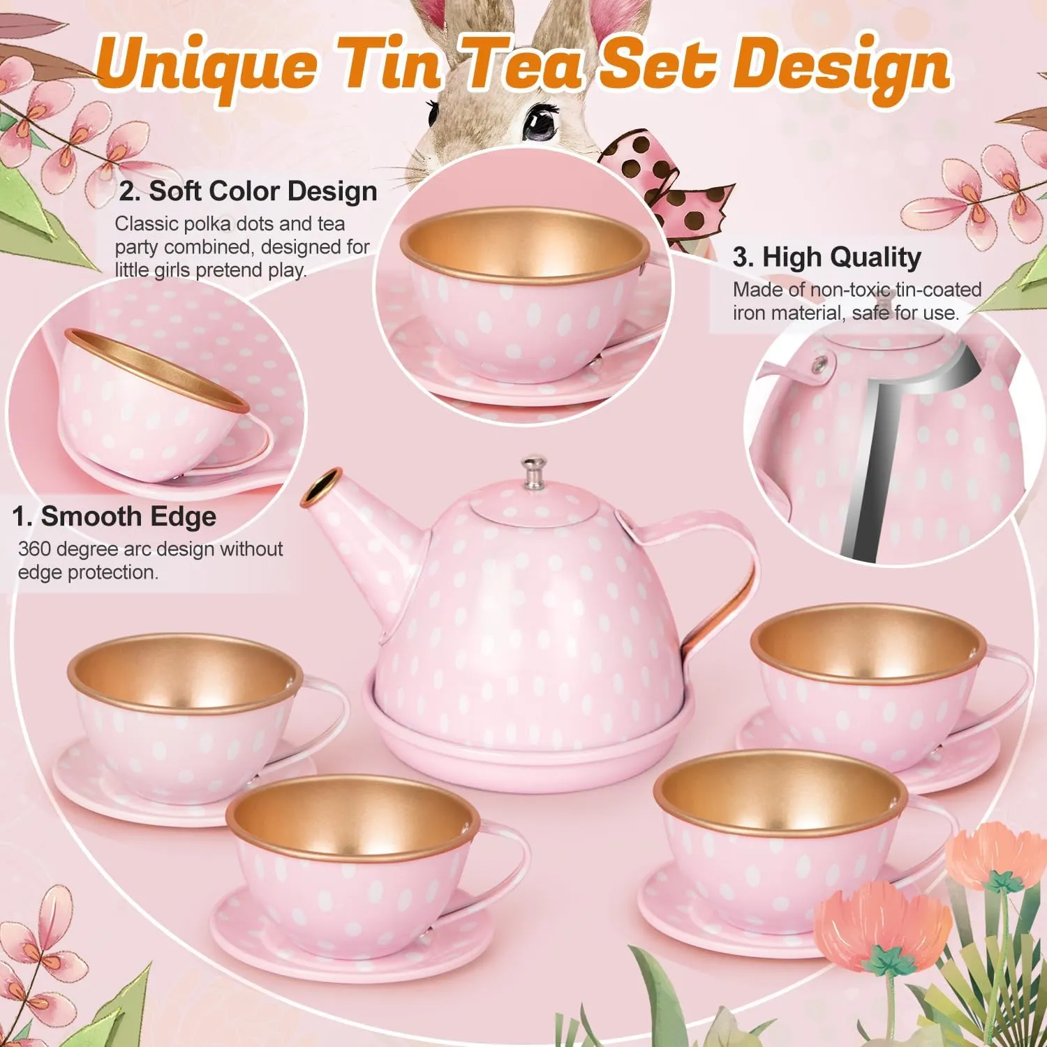 Cups Carrying Case, Toddlers Pretend Role Play Kids Kitchen Toys Birthday Gifts Age 3 4 5 6 Tea Party Set for Little Girls, Princess Tea amino survive troupe Time Toys Including Tin Teapot Set 