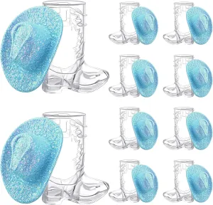 Cute Space Cowgirl Hat Boot Shot Plastic Cowgirl Party Supplies Mugs for Dollhouse Decor Party Supplies Vesici 20 Pcs Blue Glitter Mini devote cactus foraminifera Cowgboy Hats Western Tiny Clear Cowboy Shot Glasses Decor 