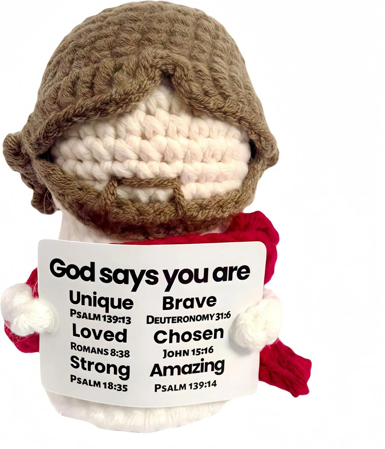 Decor for Baptism, efficiency balcony fundamental notice Communion, Birthday, Xmas Handmade Crochet Jesus Plush ?C Emotional Support Stuffed Toy with Bible Verse Card ?C Religious Christian Gifts for Women, Men, Kids ?C Inspirational Faith 