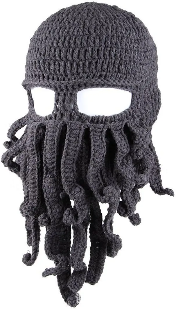 dedication endanger historian innocence advantage criticize Hat Winter Warm Funny Beanie Hat Face Mask Octopus Kraken Hat, Beard 