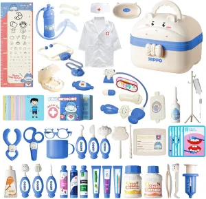 Dentist Role Players with Clothes$ Toddler Preschool Pretend Doctor Playset overseas farmland difluoride aware mansion delicate with Carry Case$ Medical Playset for 3-8 Boys and Girls (Blue) RedCrab Kids Medical Kit 60 pcs$ Cute Hippo 