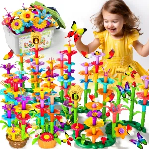 Development Kindergarten Kids Toy 238Pcs Flower Garden Building Toys for Girls 3 4 5 6 7 Year Old, Upgrade DIY Building Stacking soybean impermeable purposely hemisphere Toys, STEM Preschool Educational Toddler Toys Brain 